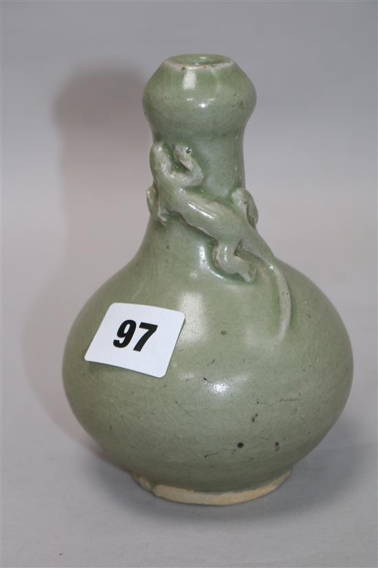 A Chinese celadon bottle vase H.15cm